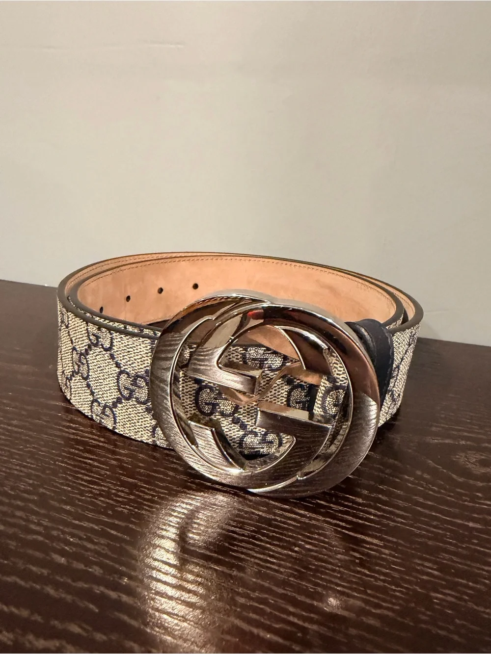 *Gucci* Beige GG Canvas Belt with Silver Interlocking G Buckle 🤩 - Fits 32 - 36”